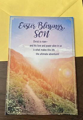 Tarjeta de felicitación religiosa de 5,5”x8” de Easter Son pensando en ti bendiciones alegres Foto 1 de 4