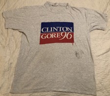 Vintage Bill Clinton Al Gore 96 Presidential Election Gray T-Shirt 2XL 1996 GUC