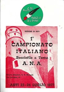 ANA Sezione Asti 1* Campionato Bocciofilo 1977 Associazione Nazionale Alpini - Imagen 1 de 1