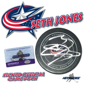 Seth Jones Signed Columbus Blue Jackets Official Game Puck - w/COA #2 - Picture 1 of 1