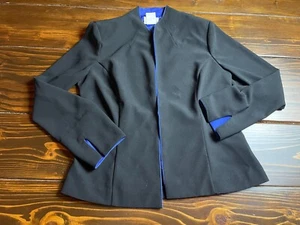 Studio Ease Jacket, Women's Size 12, Black, Open Blazer, Shoulder Pads - Picture 1 of 7