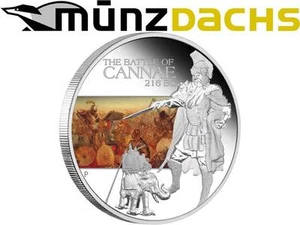1 $ Dollar Famous Battle of Cannae 216 v. Chr. 2009 Tuvalu 1 oz Feinsilber PP - Bild 1 von 2