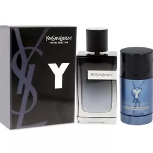 YSL Y Gift Set Eau De Parfum Men 100ml Spray 75G Deodorant Stick New & Sealed - Picture 1 of 2