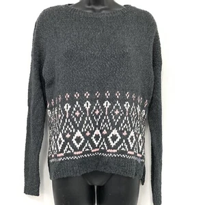 ABERCROMBIE KIDS Girls L 13/14 Gray Sweater Pink White Print Cotton Blend NWT - Picture 1 of 5