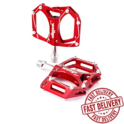 Wellgo M194 Aluminum 9/16" Bike Pedeal Red for MTB and Road Bike - Image 1 of 3
