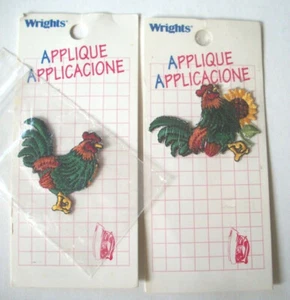 2 roosters iron on embroidered patches - Picture 1 of 2