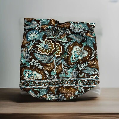 ~ VERA BRADLEY ~ коричневый и синий пейсли косметический макияж водонепроницаемая пластиковая подкладка - Изображение 1 из 4