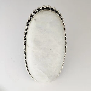 Anillo grande de plata de ley 925 y piedra lunar blanca talla UK - R 1/2 19,8 g - Imagen 1 de 8