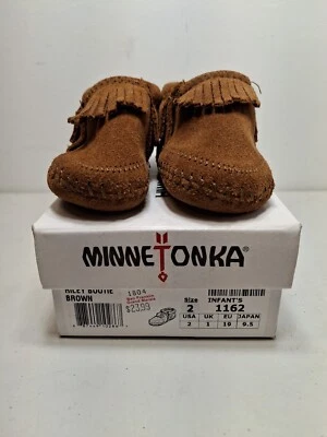 BOTÍN MINNETONKA INFANTIL FLECOS MARRÓN 1162 GAMUZA CUERO TALLA 2 Foto 1 de 4