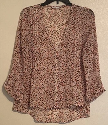 Blusa transparente a lunares multicolor KIRRA para mujer talla grande/botón usada en excelente estado Foto 1 de 4