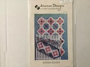 Atkins Designs Quilt Table Runner Lap Quilt Pattern Radish Roses New - Picture 1 of 2