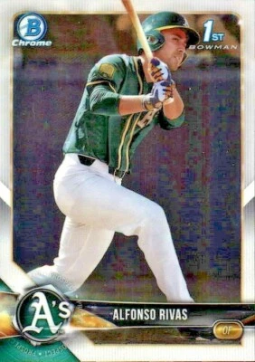 2018 BOWMAN DRAFT 1ST CHROME  BASE PROSPECT BDC141 ALFONSO RIVAS  ATHLETICS - Image 1 of 2