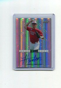 2017 Leaf Perfect Game All-American Metal Silver Hunter Watson Auto