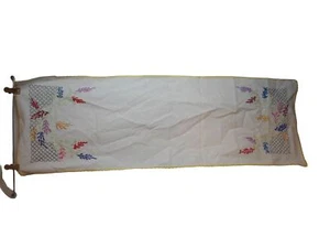 Vintage handbestickt Blumen gelb Spitze Kommode Schal Läufer Oma Kern - Bild 1 von 5