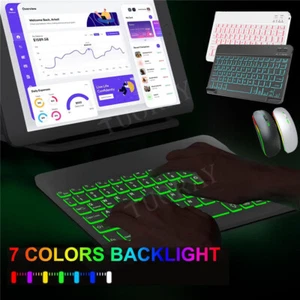 Backlit Keyboard Case Mouse For Samsung Galaxy Tab A8 10.5" A9+ S9 FE S8 S7 11" - Picture 1 of 37