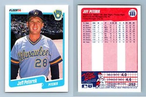 Jeff Peterek - Brewers #333 Fleer 1990 Baseball  RC Trading Card