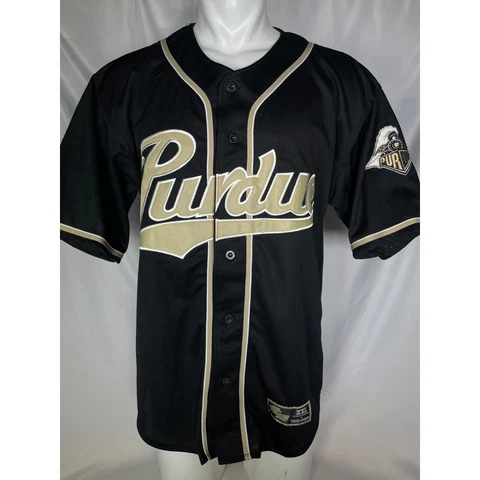 VTG Purdue Boilermakers NCAA Black Baseball Jersey Team Spirit Men's LARGE Cover