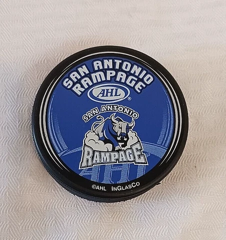 SAN ANTONIO RAMPAGE Hockey Puck NHL Minor League InGlasCo Souvenir Cover