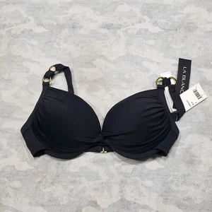 La Blanca Bikini Top Womens 8 Black Underwire - Picture 1 of 13