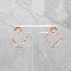 Round White Color Diamond Earring 14KRose White Yellow Gold Earring KD1077 - Picture 1 of 8