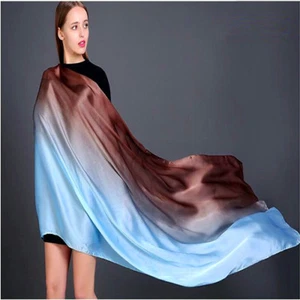 Colorful Gradient Women Silk Scarf Shawl Belly Dance Waving Scarf Veil 100*190cm - Picture 1 of 27