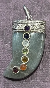 Aventurine Bear Claw Pendent with 7 Chakra Stone Bear Claw Reiki Charged New  - Picture 1 of 10