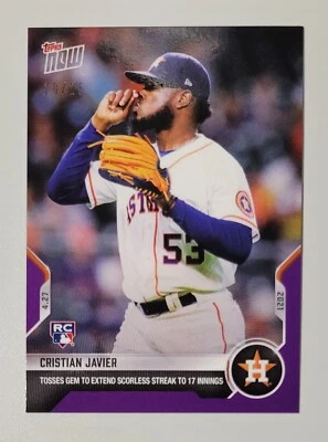 2021 Topps Now - #140 Cristian Javier Houston Astros RC Purple #/25 - Image 1 of 2
