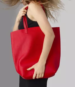 Bolso de hombro de cuero italiano genuino rojo/totalmente nuevo - Imagen 1 de 7