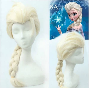 New Adult and Childrens Disney Frozen Princess Elsa Blonde Braids Cosplay Wig - Picture 1 of 1