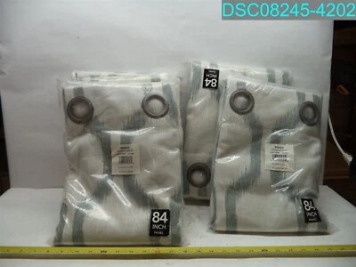 CANTIDAD = 4: Cortina de ventana geométrica de oscurecimiento de habitación Renzo Ikat 52"x84" 1 panel gris Foto 1 de 4