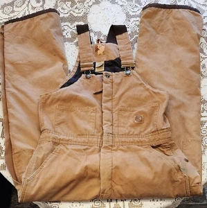 Berne Insulated Coveralls Mens Med Tall Bib Thrashed Patched Mended - Picture 1 of 14