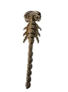 Articulated Scorpion Large Goldtone Brooch 7" Pin Rhinestone Accents Scorpio - Imagen 1 de 7