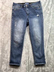 Democracy Womens Plus Sz 14 Blue Jeans Skinny Mid Rise Stretch Whiskered Faded - Picture 1 of 15