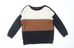 Wallis Damen Pullover schwarz braun Colour Block Nieten Größe M - Bild 1 von 12