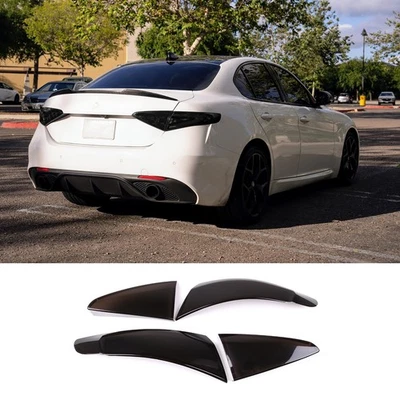 ABS Smoked Tail Light Cover Blackout OVERLAY Len Fits Alfa Romeo Giulia 17-24 — 第 1/4 张图片