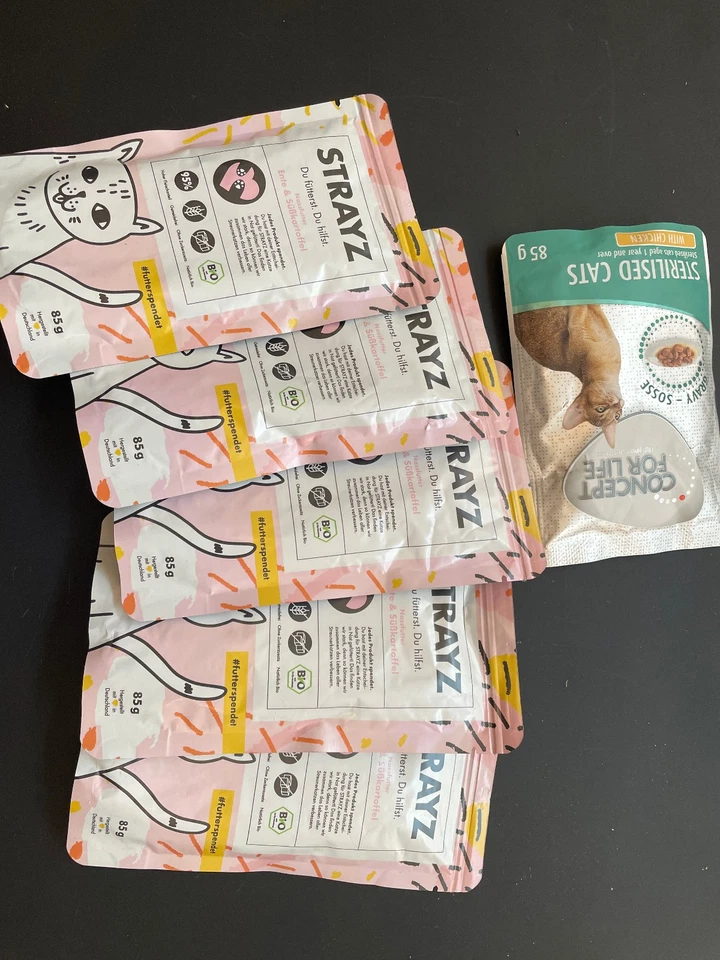 5 x 85 g Strayz Katzenfutter,  nass, Ente&Süßkartoffel im Beutel - Bild 1 von 1