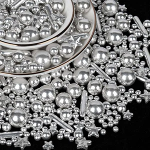 Silver Pearl Rods Star Sprinkles Edible Sugar Sprinkles for Cake Decorating M... - Picture 1 of 1
