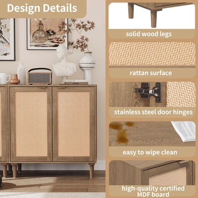 Aparador Buffet Cabiente Armario de Almacenamiento Cafetera con Estantes Ajustables Hogar  Foto 1 de 4