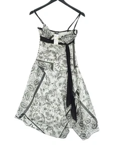Morgan Women's Midi Dress M White Polyester with Polyamide A-Line - Picture 1 of 5