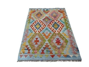 Orientalny dywan Kelim Dywan Ręcznie tkany 142x100 Żywa wełna Nomadic Afghan carpet - Zdjęcie 1 z 6