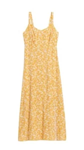 Old Navy Kleid Damen L gelb Blumen Maxi Slip Landhaus Kern Boho romantisch Schlitz - Bild 1 von 11