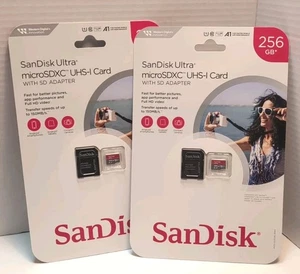 2 SanDisk 256 GB Ultra microSDXC UHS-I Card w/ SD Adapter w/ High Speed Transfer - Picture 1 of 3