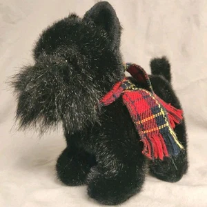 RUSS BERRIE karierter Schal SCHWARZ SCOTTIE Terrier HUND #4810 SHADOW Plüschtier - Bild 1 von 9
