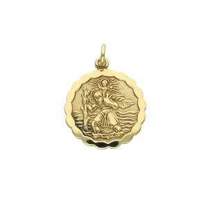 9ct Yellow Gold Round St. Christopher Pendant - 18x20x1mm - 2.5g - Picture 1 of 5