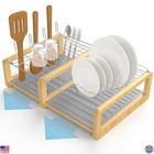 Extra Large Diatomaceous Earth Drying Mat with Stainless Steel & Bamboo Rack,
