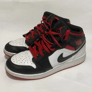 Nike Air Jordan 1 Mid Sz 6 GS Gym Red Black Toe Shoes DQ8423-106 Sneakers Youth - Picture 1 of 8