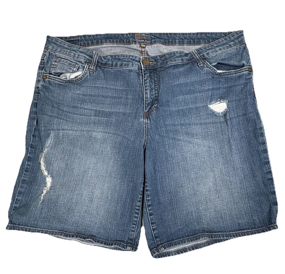 Pantalones cortos de mezclilla para mujer KUT from the Kloth 20W desgastados longitud media Y2K Foto 1 de 4