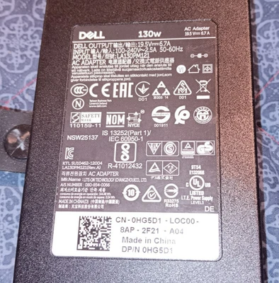 OEM Dell 130W AC Adapter 4.5mm LA130PM121 19.5V 6.67A - Image 1 of 2