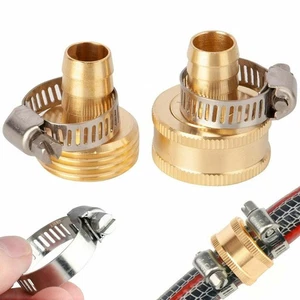 5/8" Garden Brass Mender End Repair Kit Hose Connector Male Female 0.70 Diameter - Picture 1 of 6