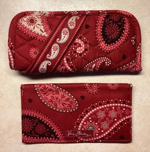 Vera Bradley Checkbook Cover & Double Eyeglass Case NWT Red Paisley - Picture 1 of 3